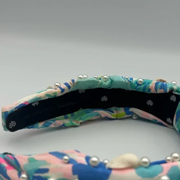 Lele Sadoughi X Lilly Pulitzer Cabana Cocktail Pearl Shell Knotted Headband - Picture 4 of 16